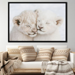 Cub Companions Embrace Tenderly - NicheCanvas