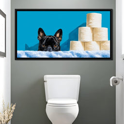 French Bulldog Bathroom Peek - NicheCanvas