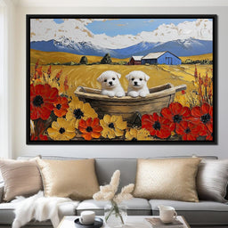 Puppy Journey Through Fields - NicheCanvas