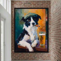 Cigar Dog Pub Portrait Oil - NicheCanvas