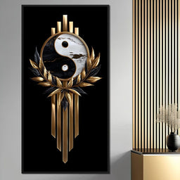 Golden Yin Yang Marble Elegance - NicheCanvas