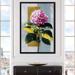 Pink Hydrangea Gold Panel - NicheCanvas
