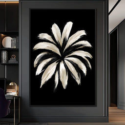 Monochrome Petals Reaching For Night - NicheCanvas