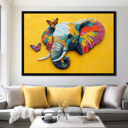 Elephant Harmony with Butterflies - NicheCanvas