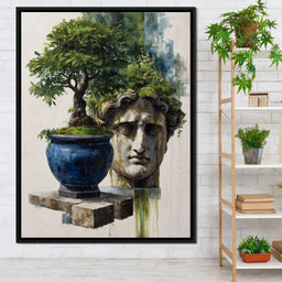 Blue Urn And Stone Head Grove - NicheCanvas