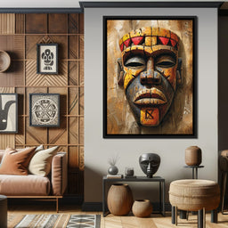 Ancient Tribal Mask Vibrance - NicheCanvas