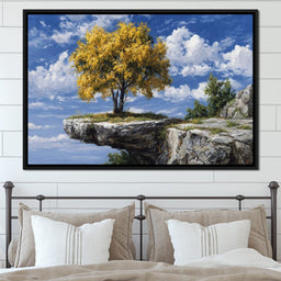 Golden Tree Sky Cliff View - NicheCanvas