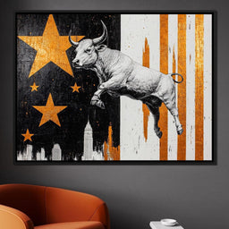 Bull Triumphs City Dreams - NicheCanvas