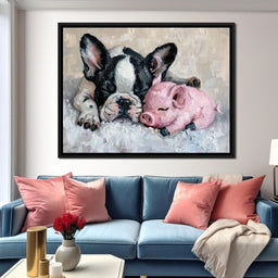 Cozy Frenchie & Piglet Snooze - NicheCanvas