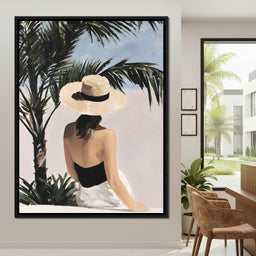 Coastal Palm Retreat Woman Hat - NicheCanvas