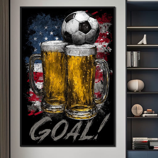 USA Soccer Beer Mugs Goal Canvas Print