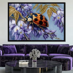 Ladybug On Wisteria Bloom - NicheCanvas