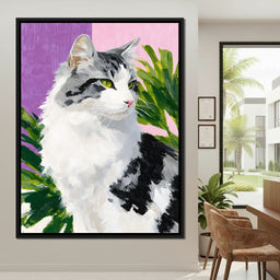 Emerald Eyed Cat Tropical Muse - NicheCanvas