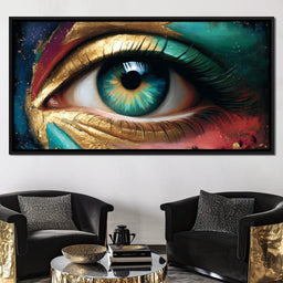Golden Teal Visionary Eye Portrait - NicheCanvas