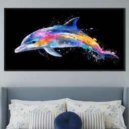 Rainbow Dolphin Splash Flight - NicheCanvas