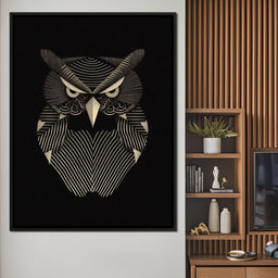 Golden Geometric Owl Guardian - NicheCanvas
