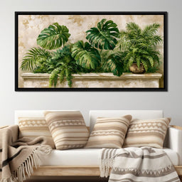 Sun Dappled Foliage On A Plaster Ledge - NicheCanvas
