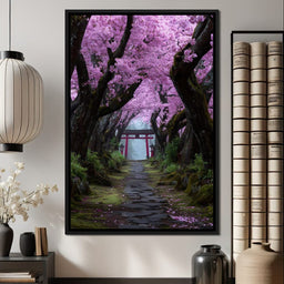 Sakura Gate Pathway Stillness - NicheCanvas