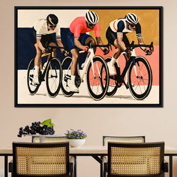 Three Cyclists Chasing The Final Bend - NicheCanvas
