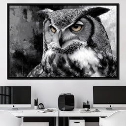Noir Owl Golden Eyes Portrait - NicheCanvas