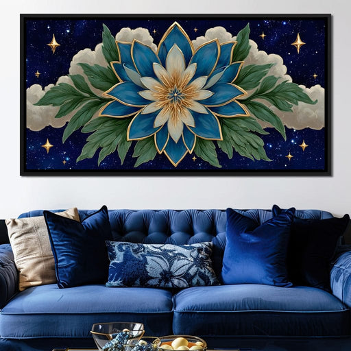 Celestial Lotus Under Cosmic Stars Canvas Print