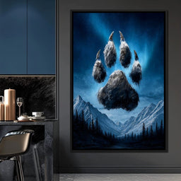 Celestial Wolf Paw Over Peaks - NicheCanvas