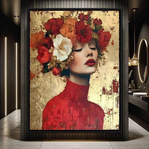 Golden Petal Crowned Reverie Canvas Print