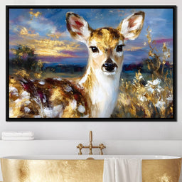 Golden Fawn Sunset Meadow - Neal Hackett - NicheCanvas
