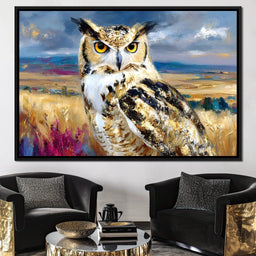 Golden Eyed Owl Prairie Watcher - Neal Hackett - NicheCanvas