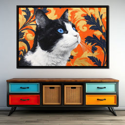 Golden Regal Feline Gaze - NicheCanvas