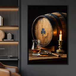 Candlelit Irish Whiskey Barrel - NicheCanvas