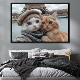Parisian Feline Companions - NicheCanvas