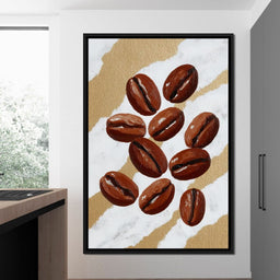 Coffee Beans Gilded Background - NicheCanvas