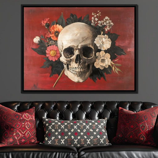 Skull and Floral Reverie Canvas Print