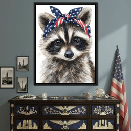 Patriotic Bandana Raccoon - NicheCanvas