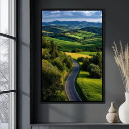 Sunlit Valley Roadscape - NicheCanvas