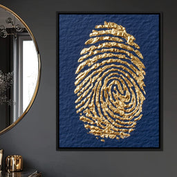 Golden Fingerprint On Navy Paper - NicheCanvas