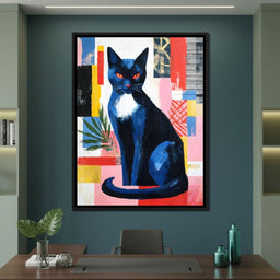 Midnight Feline Neon Collage - NicheCanvas
