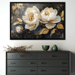 Golden Petals on Midnight - NicheCanvas