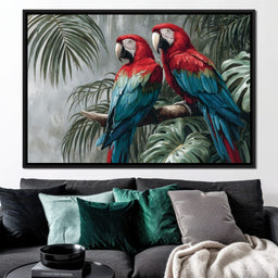 Tropical Macaw Duo Rainforest - NicheCanvas