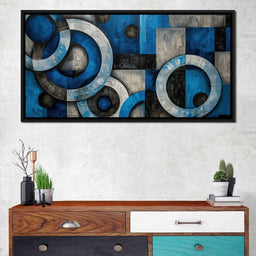 Geometric Blue Spheres Dance - NicheCanvas