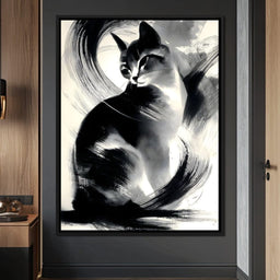 Inkbrush Noir Feline Reverie - NicheCanvas