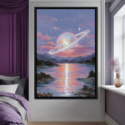 Celestial Saturn Over Waters - NicheCanvas
