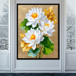 Golden Lotus Dreams Unfold - NicheCanvas