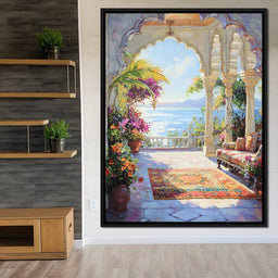 Radiant Terrace by the Sea - NicheCanvas