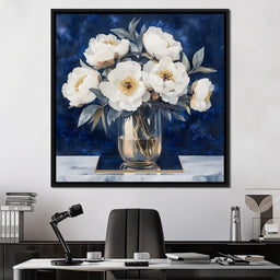 Peony Elegance Midnight Blooms - NicheCanvas