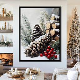 Snowy Pinecone Winter Gathering - NicheCanvas