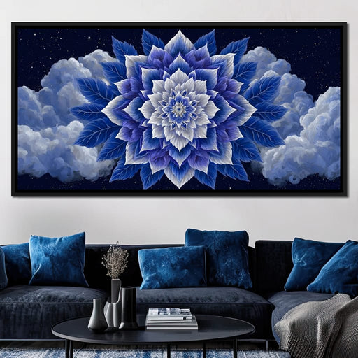 Starlit Sapphire Petal Mandala Canvas Print