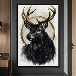 Stag of the Gilded Halo - NicheCanvas