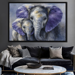 Tender Elephant Family Portrait - NicheCanvas